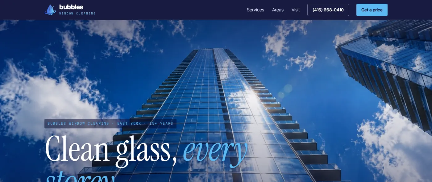 The Bubbles Window Cleaning website