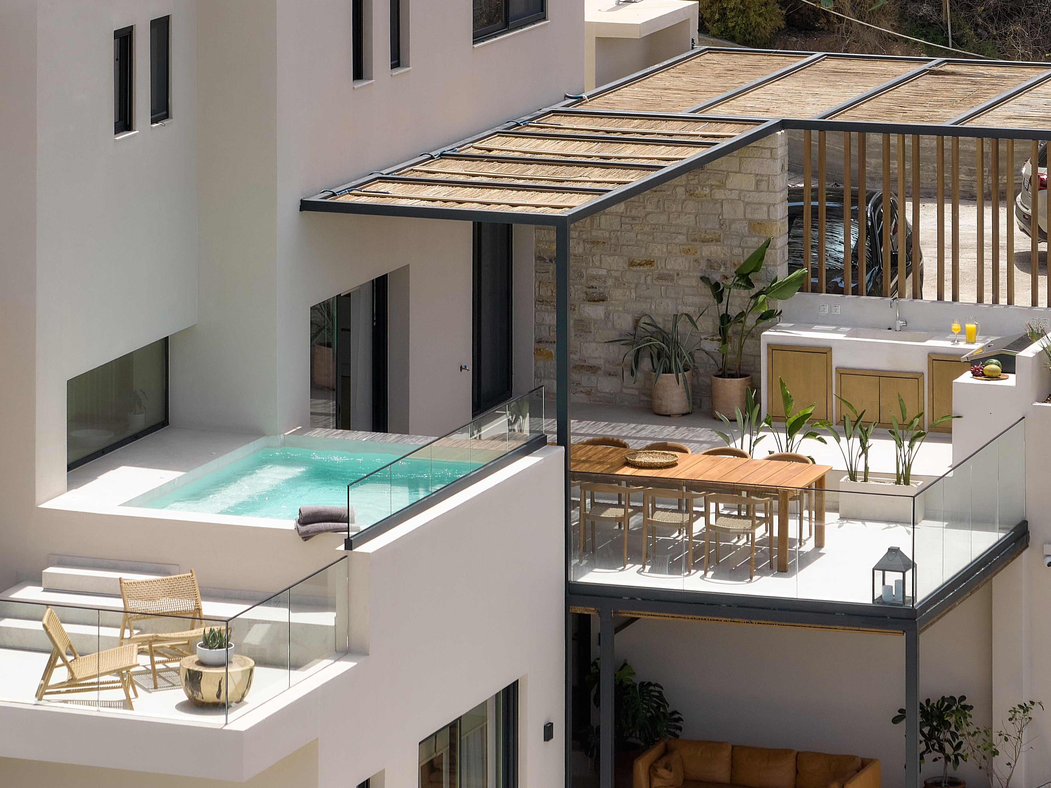Elevated jacuzzi terrace of The Nook Villa seen from above