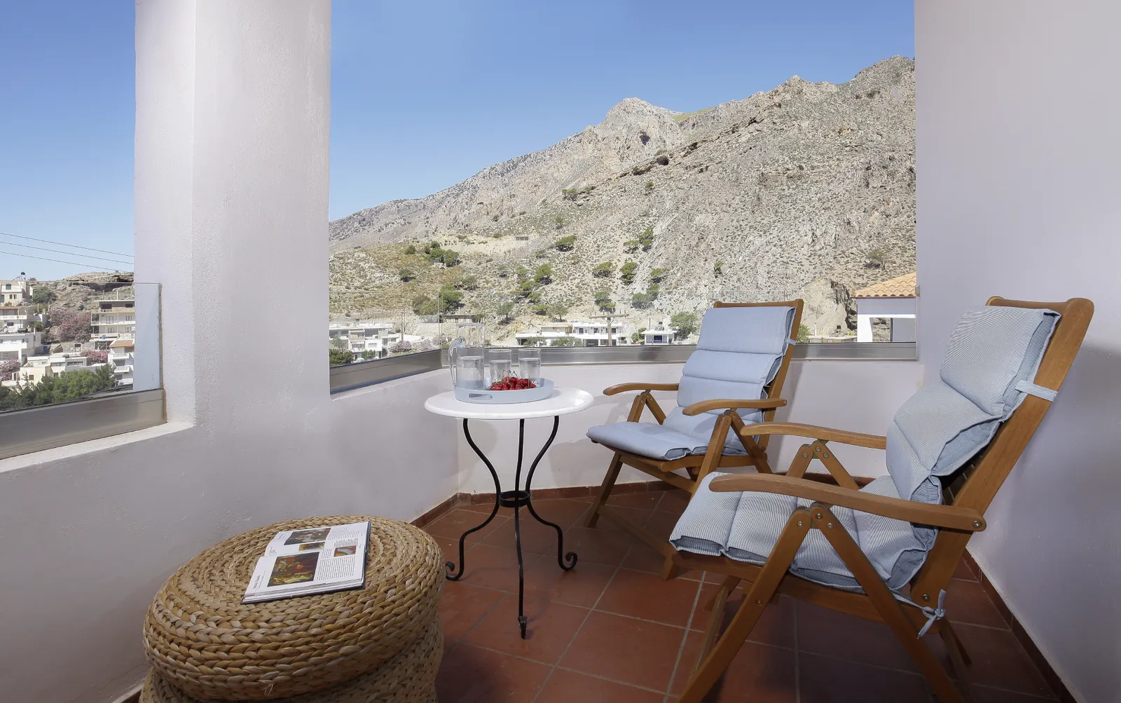 Terrace of Naya overlooking the Sea of Crete and the mountains of South Crete