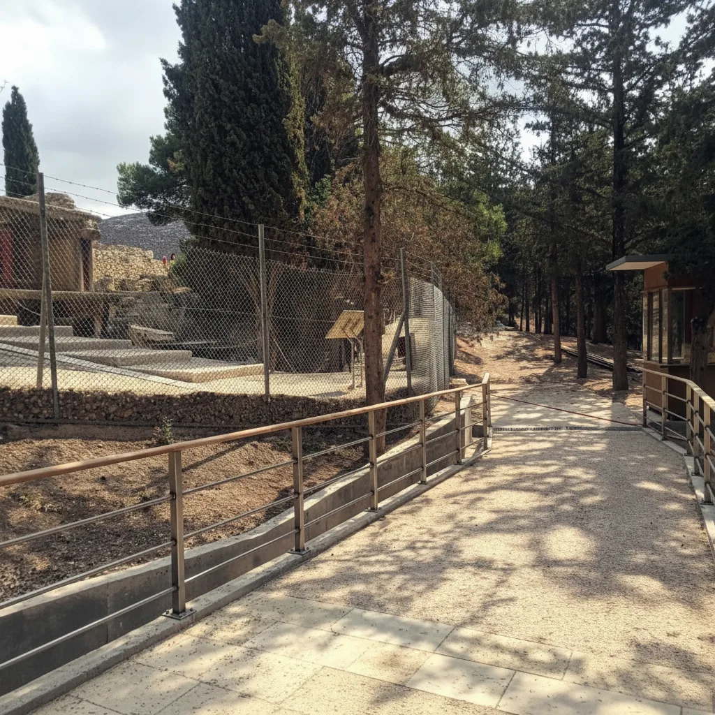 Ramped accessible route beside the archaeological site fence at Knossos