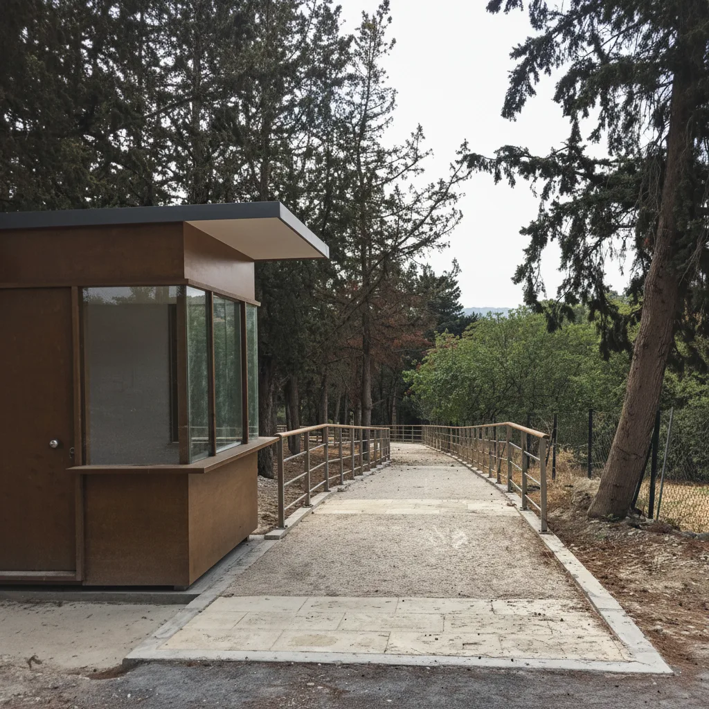 New visitor path and guard kiosk at Knossos