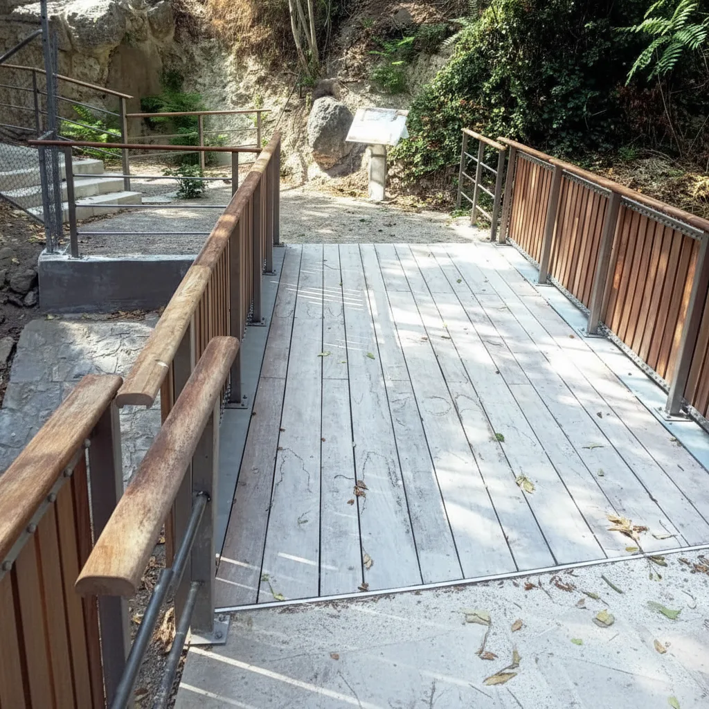 New footbridge with steel deck over the Vlyhia stream at Knossos, built by Lydakis Construction