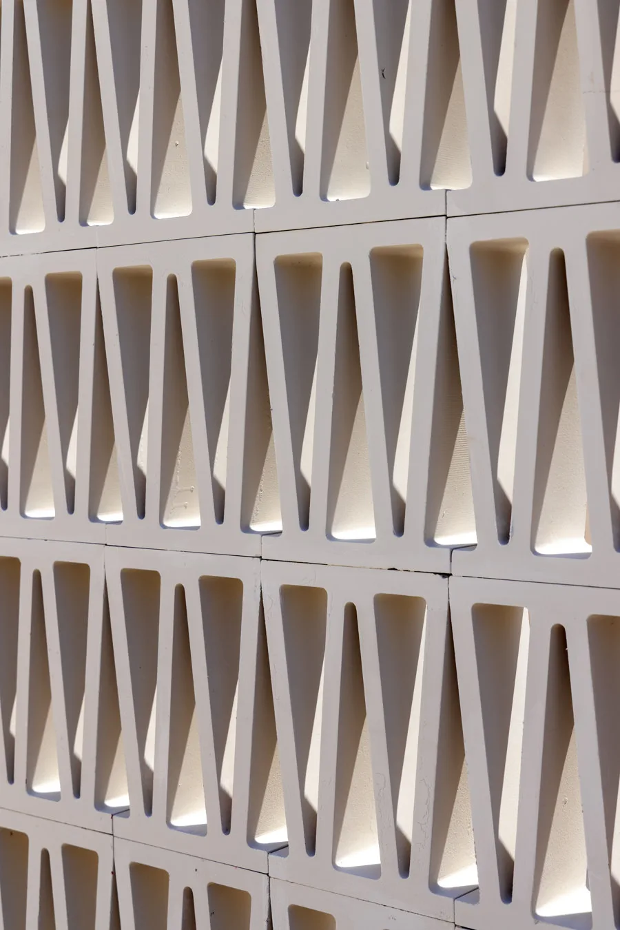 Perforated concrete screen detail of the facade