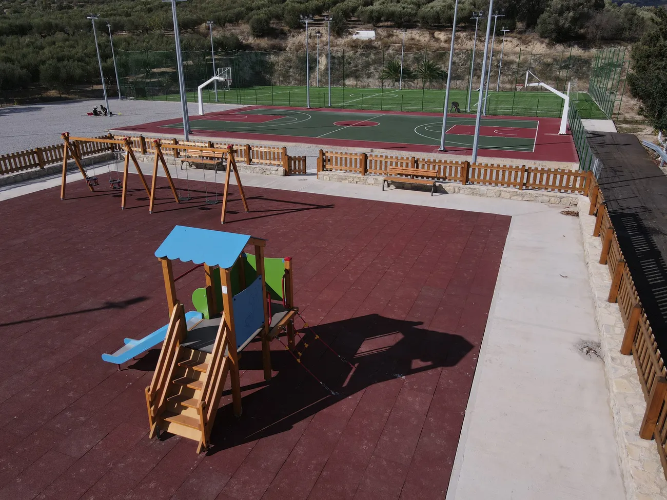 Children's playground beside the courts at Evgeniki Stadium