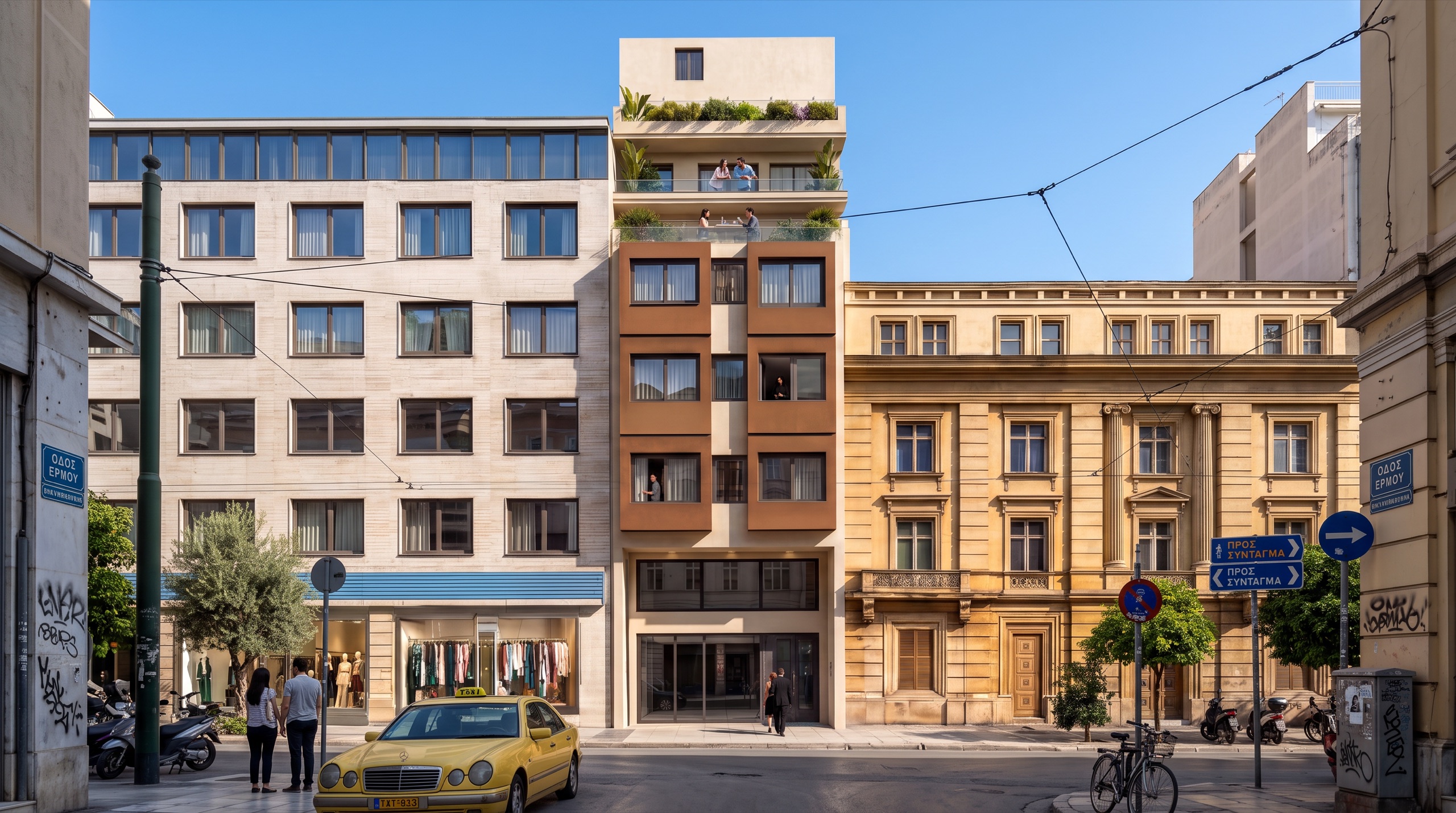 Building facade by day