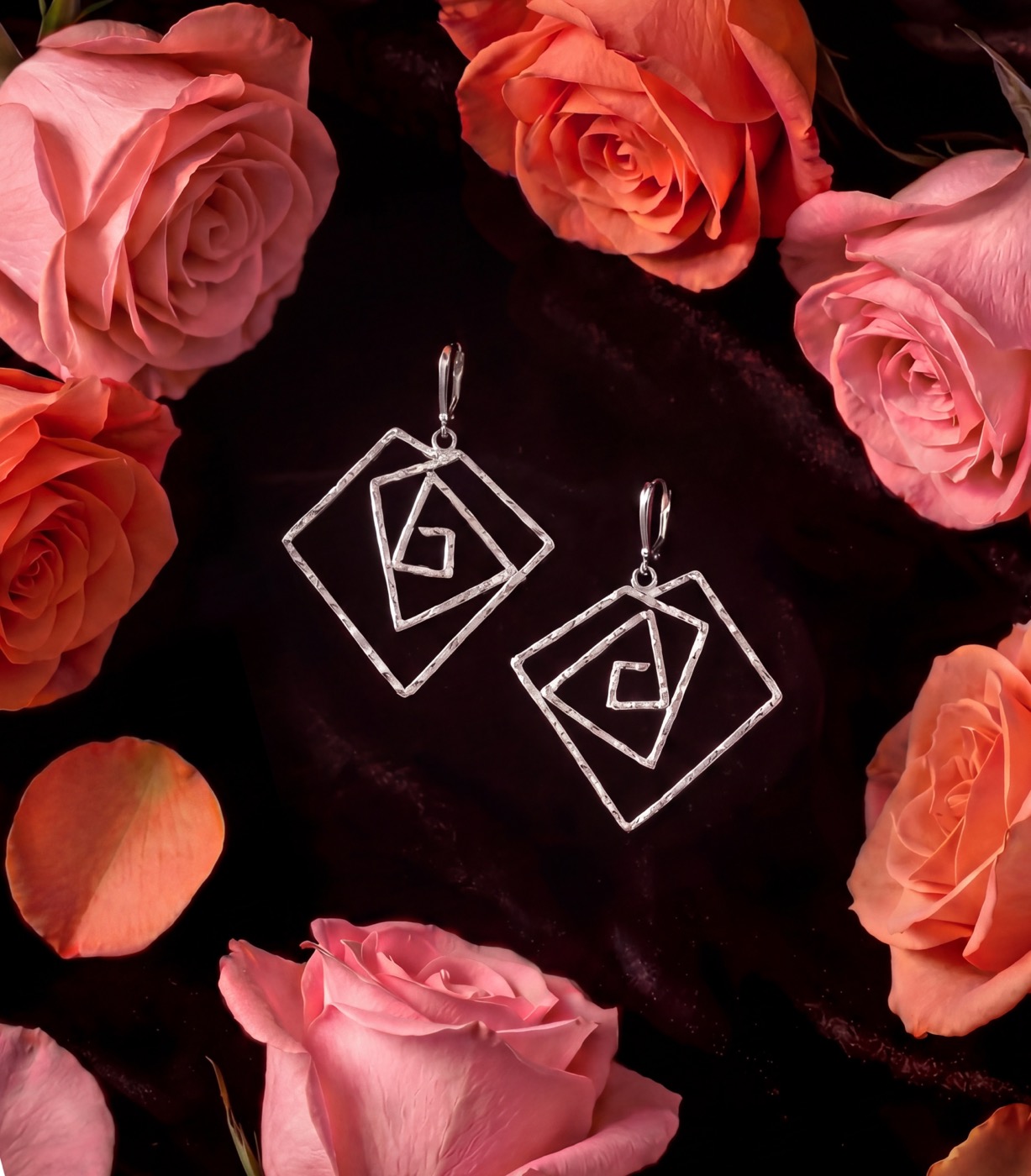 Atomic Roses earrings by Amy C Pyles