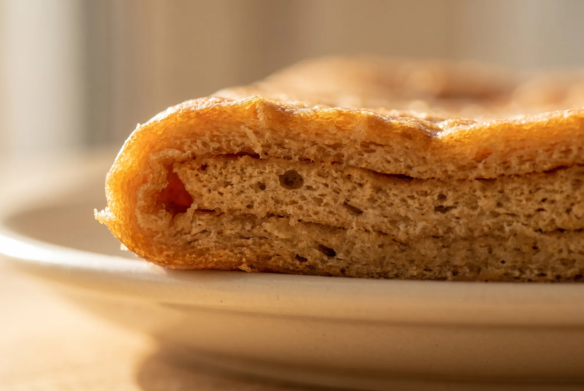 Macro of the layered, fibrous texture of baked-apple pastila