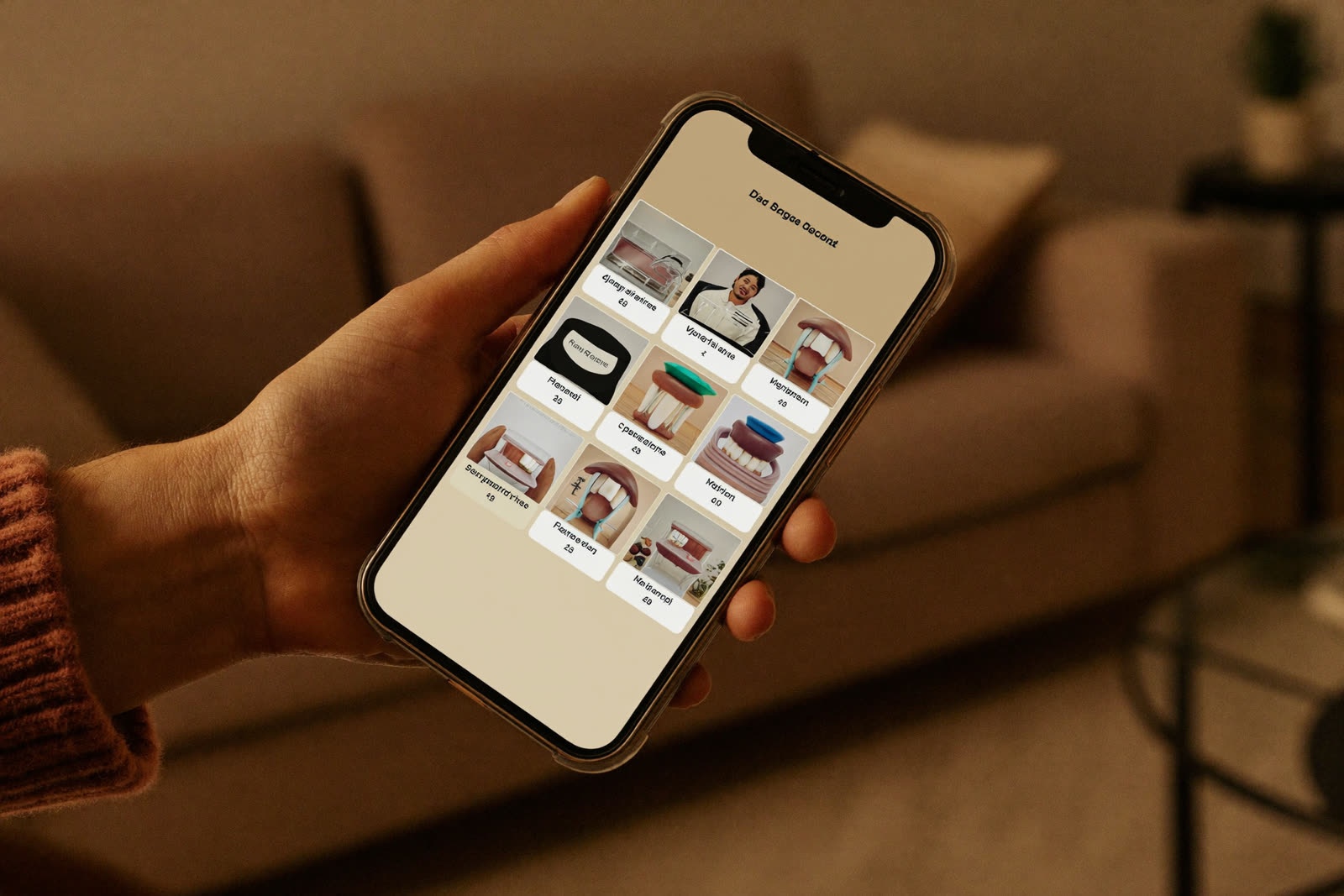 A hand holding a phone showing a dental practice’s photo feed