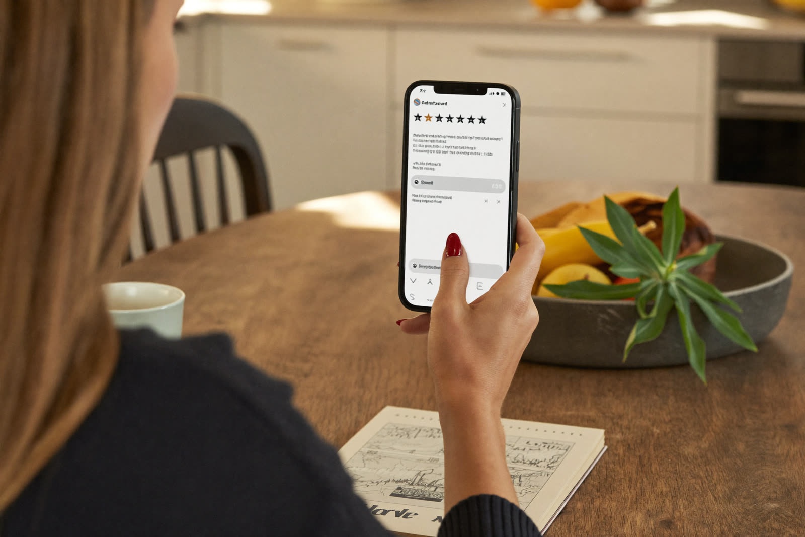 A patient viewing a dental practice’s business profile on her phone