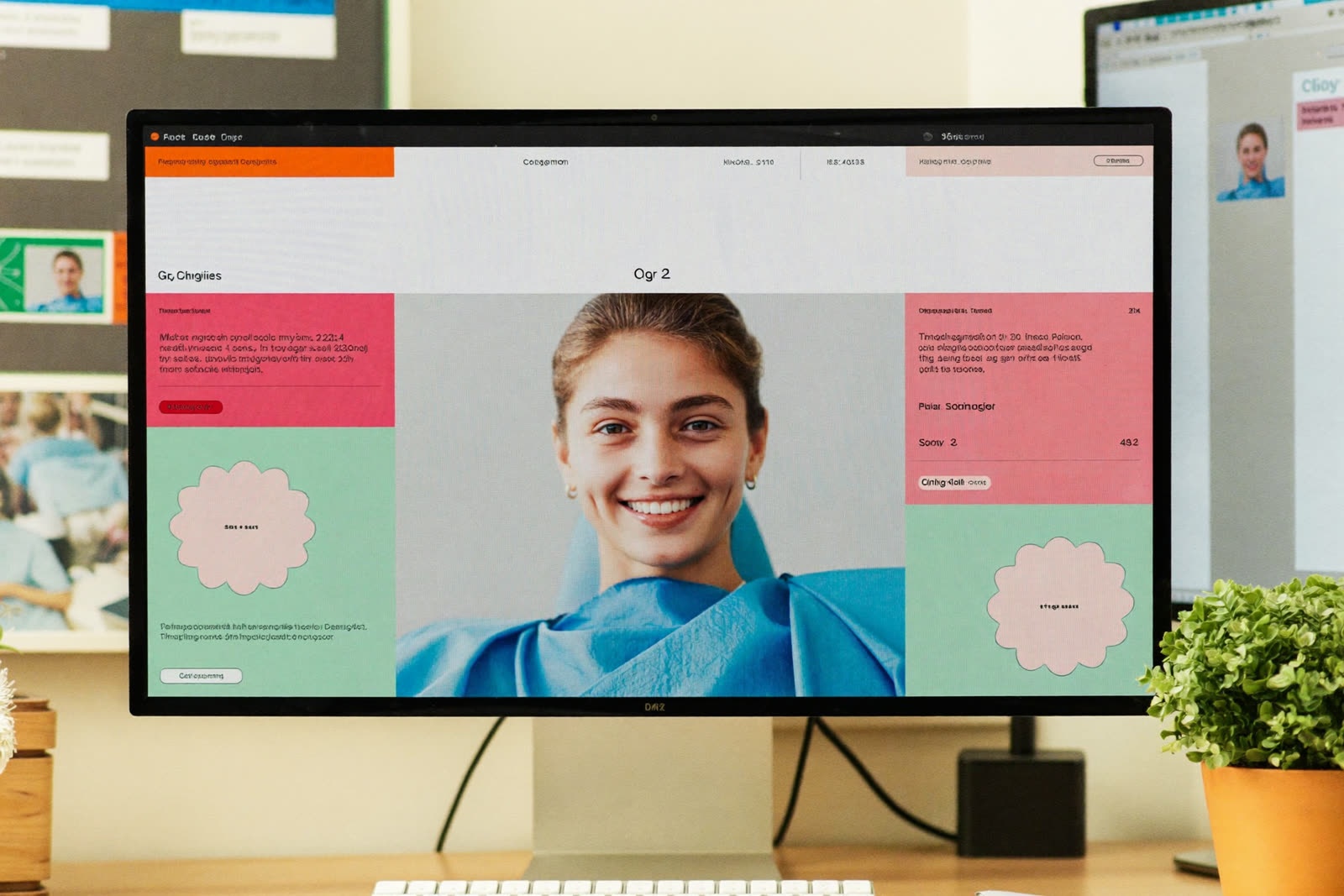 A designer’s monitor showing a clean dental website layout