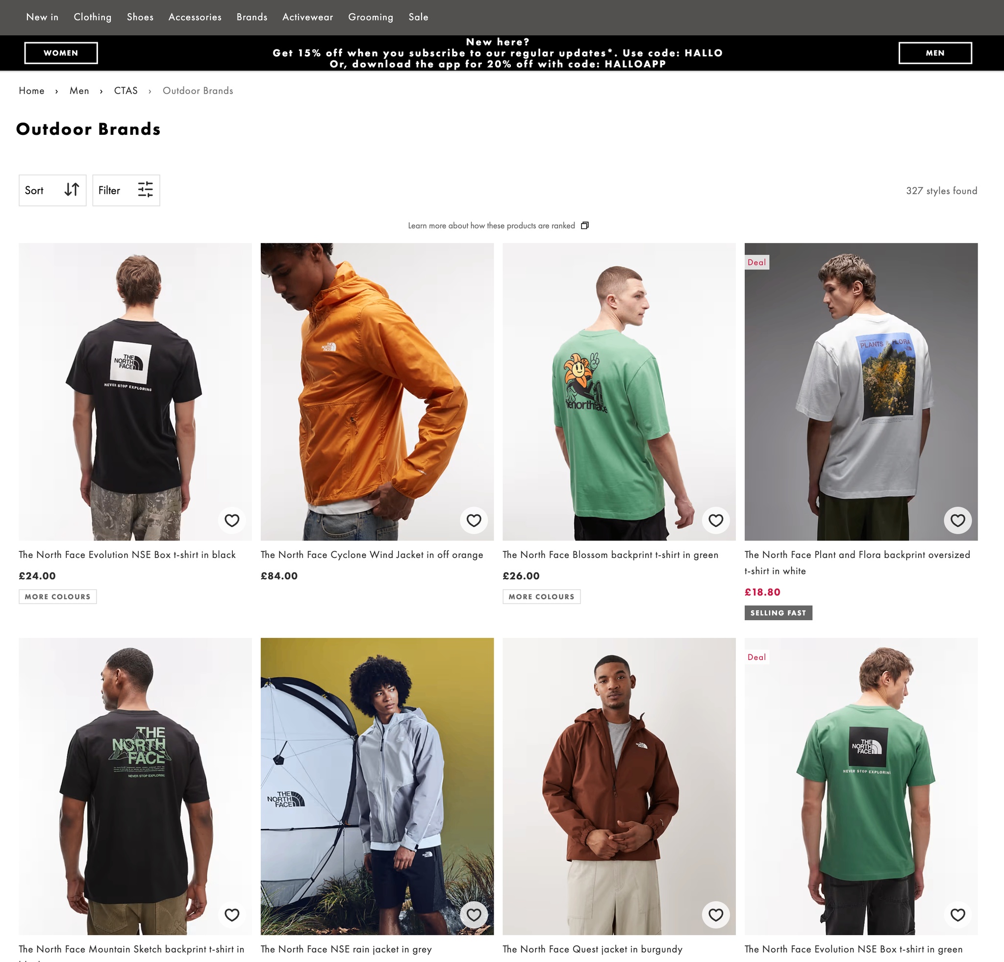Apparel PLP grid, on-model