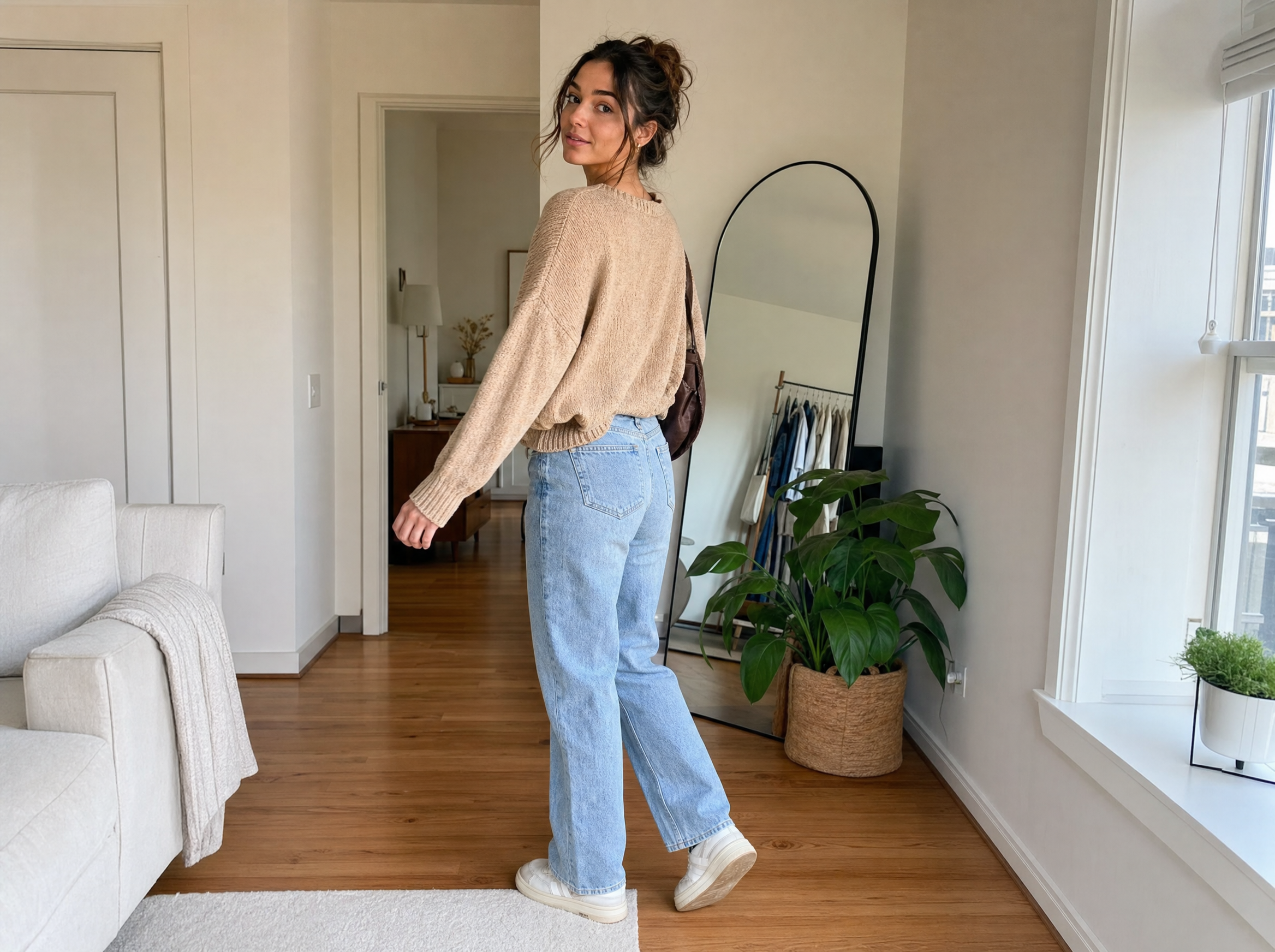 Creator fit-check in interior