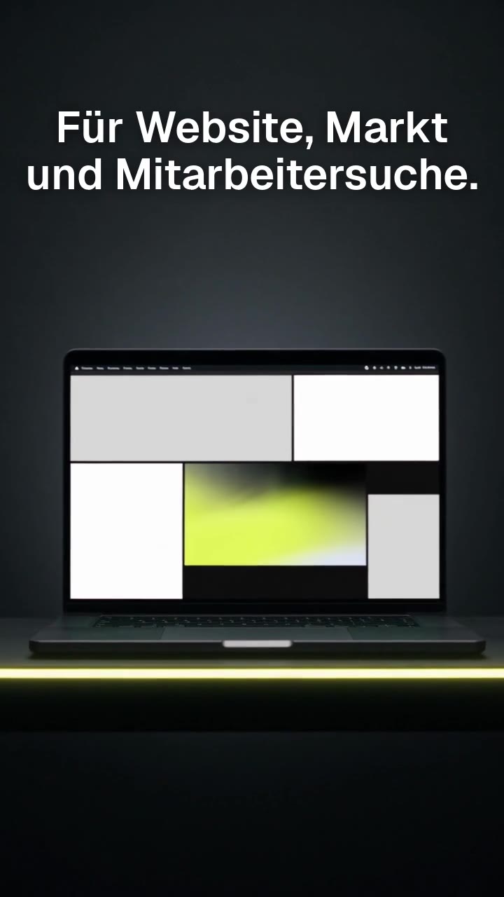 Bild bei 0:07: Der Laptop, also Ihre Website.