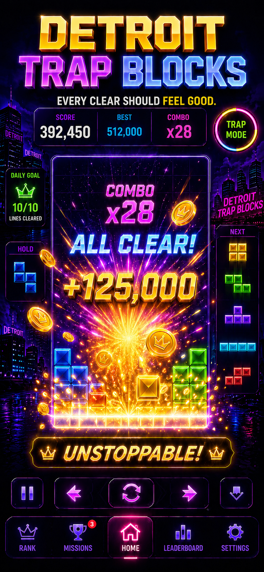 All clear reward gameplay screen
