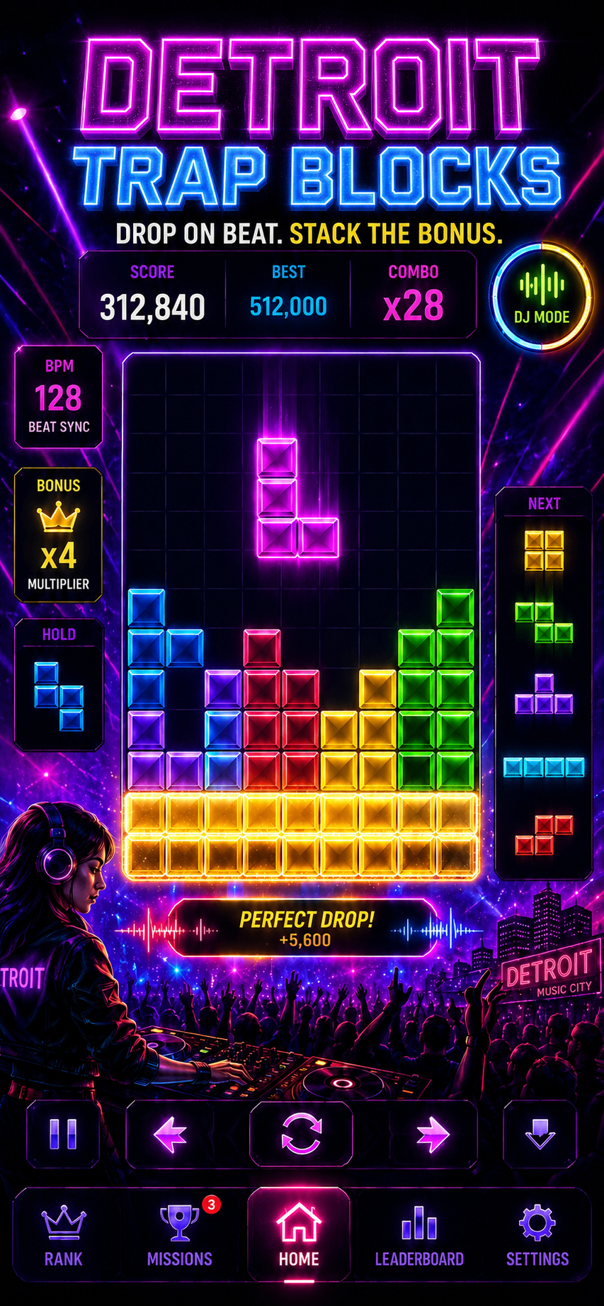 Detroit Trap Blocks DJ mode gameplay screen