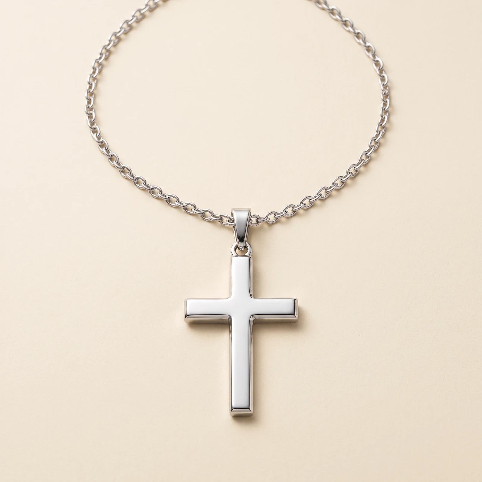 Silver cross pendant necklace with matching chain
