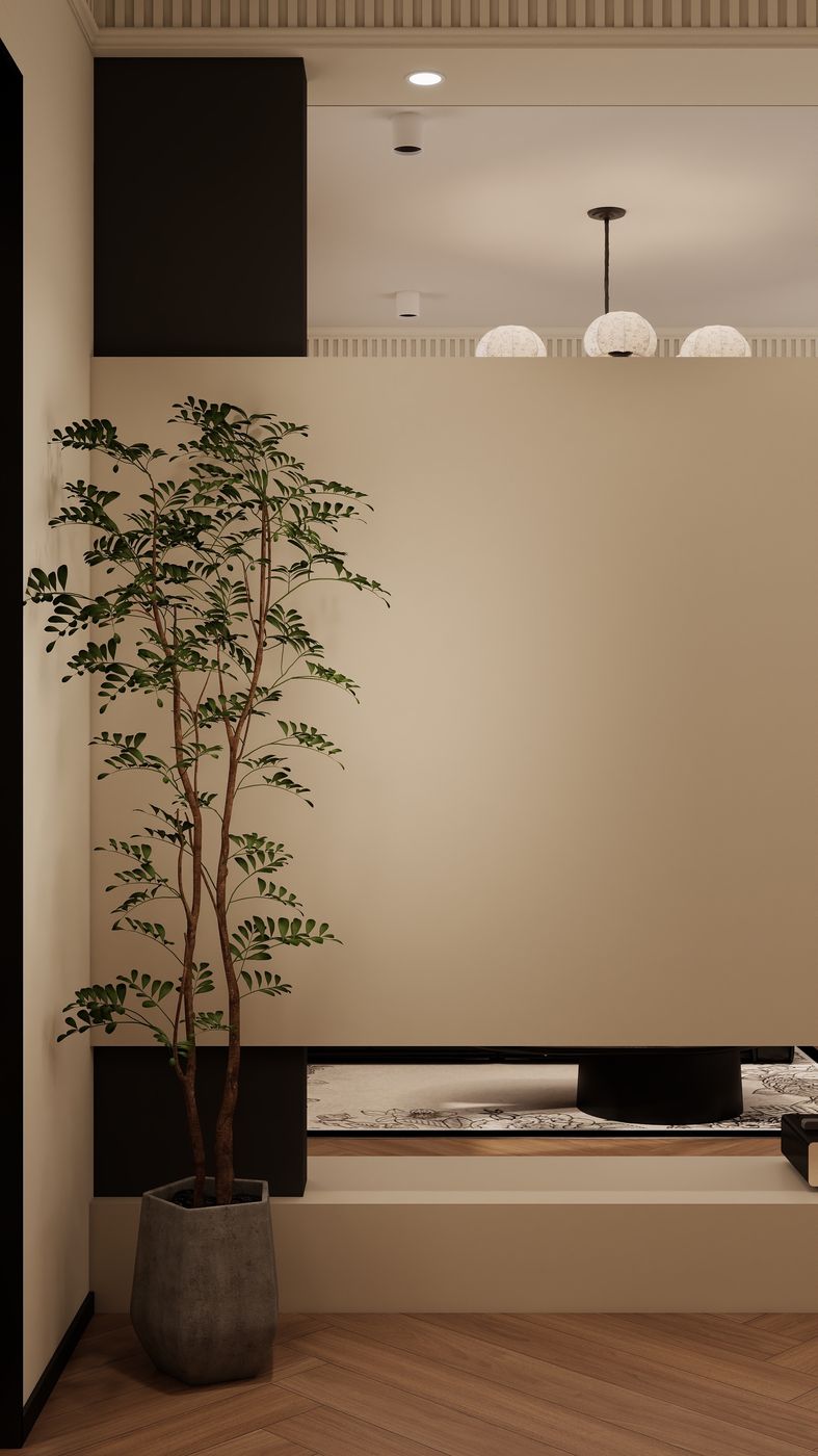 保利達:玄關綠植與櫃體