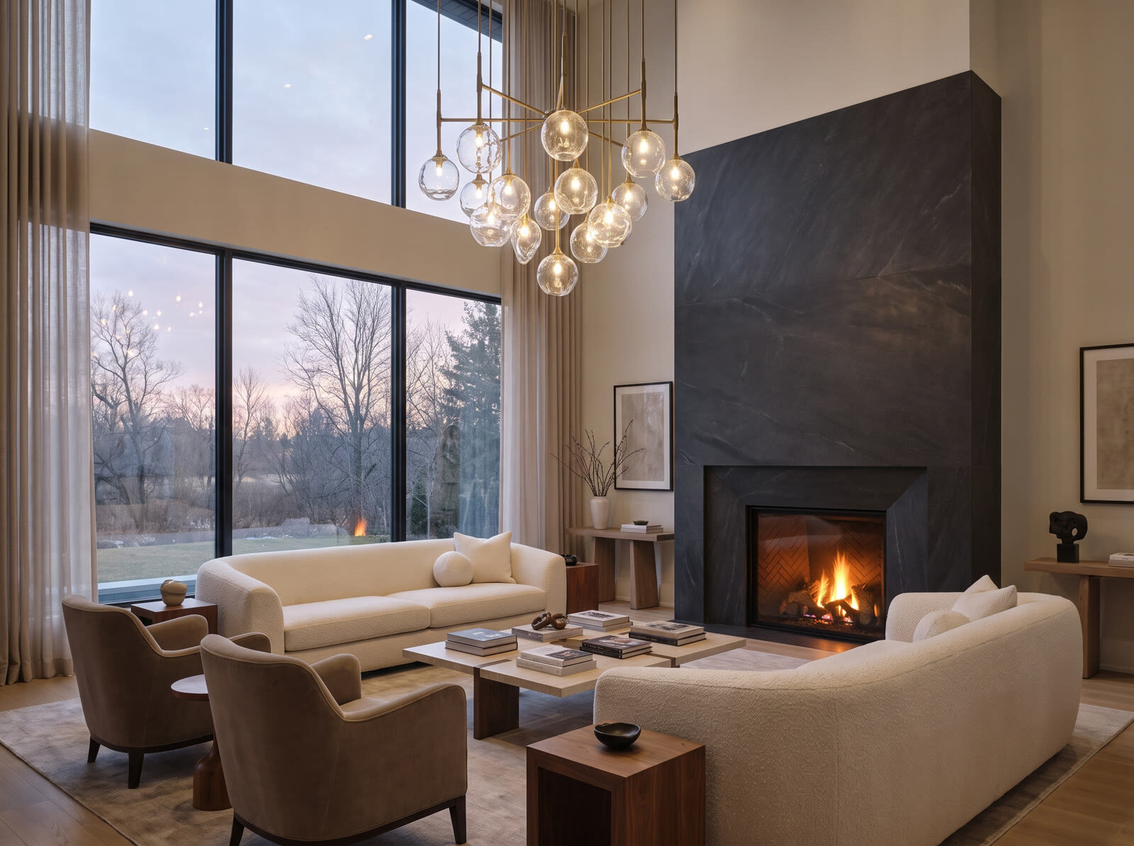 Staged living room in a Markham luxury home