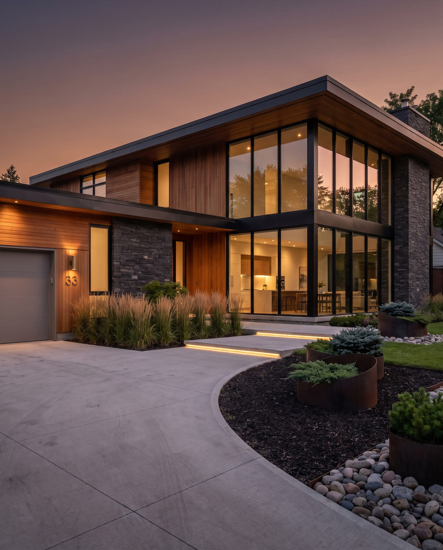Contemporary home in Mount Joy Markham at dusk