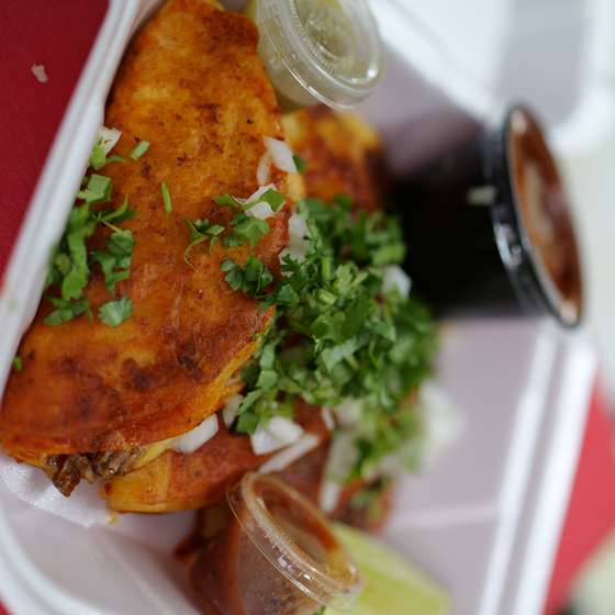 Birria tacos with consomé
