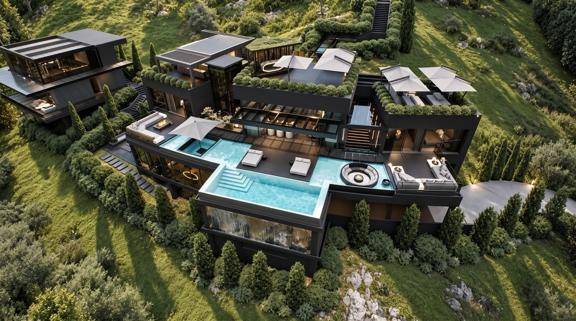 Casa Kale. Vista aérea del conjunto