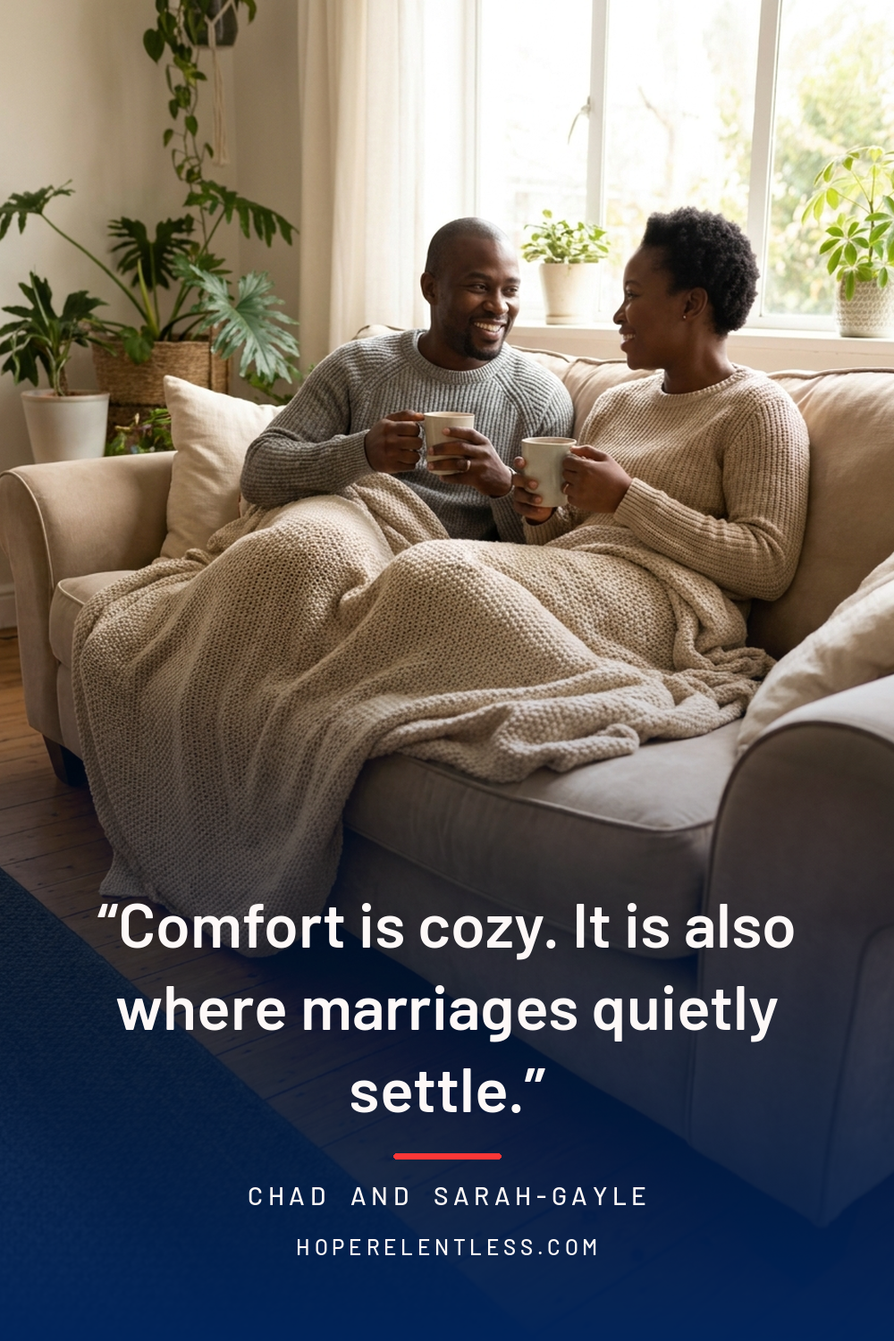 Christian marriage quote graphic: you were made for more than cozy, grow and explore together