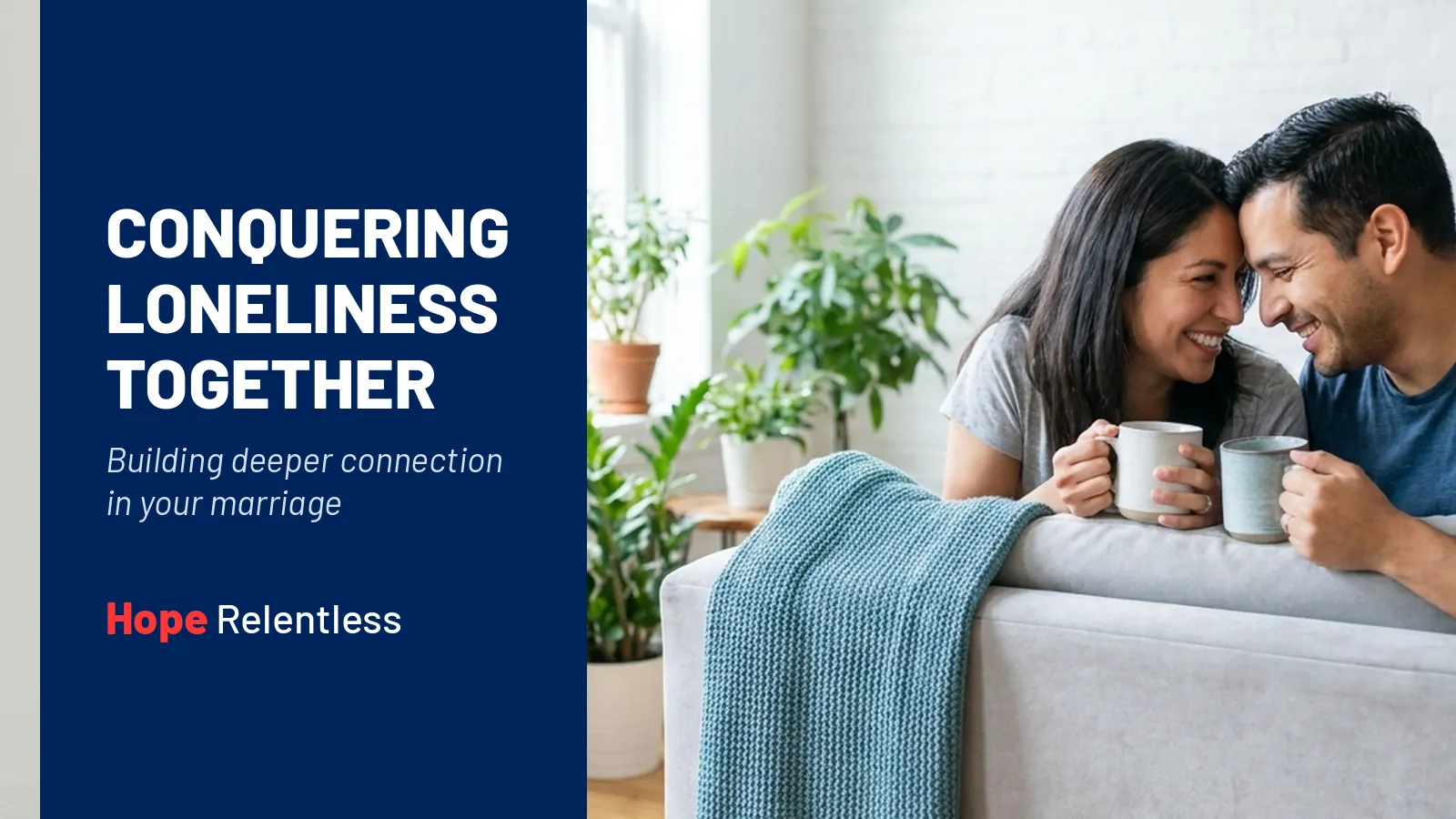 Married couple reconnecting over coffee at home, learning how to overcome loneliness and build deeper connection in their marriage