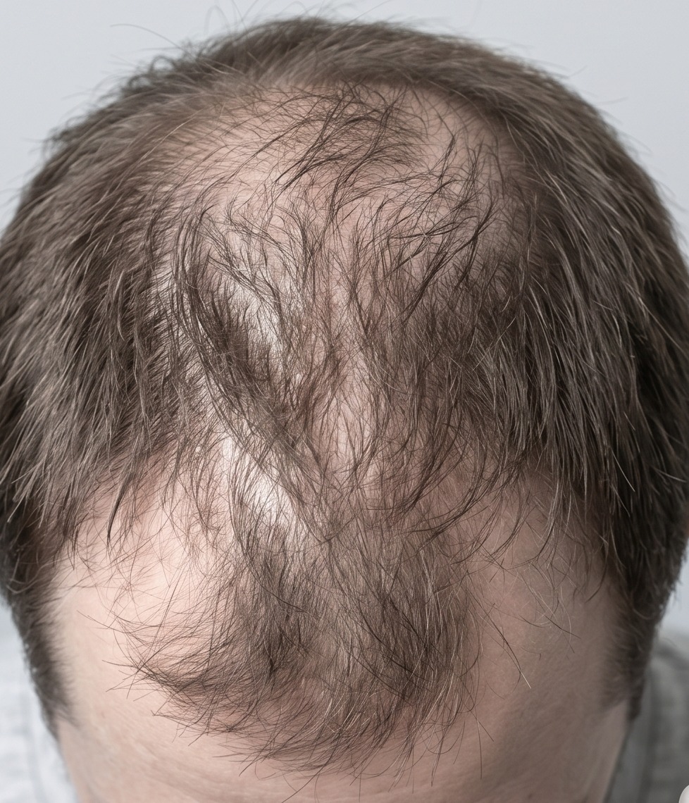 Crown before using Thickr — visibly thinning hair
