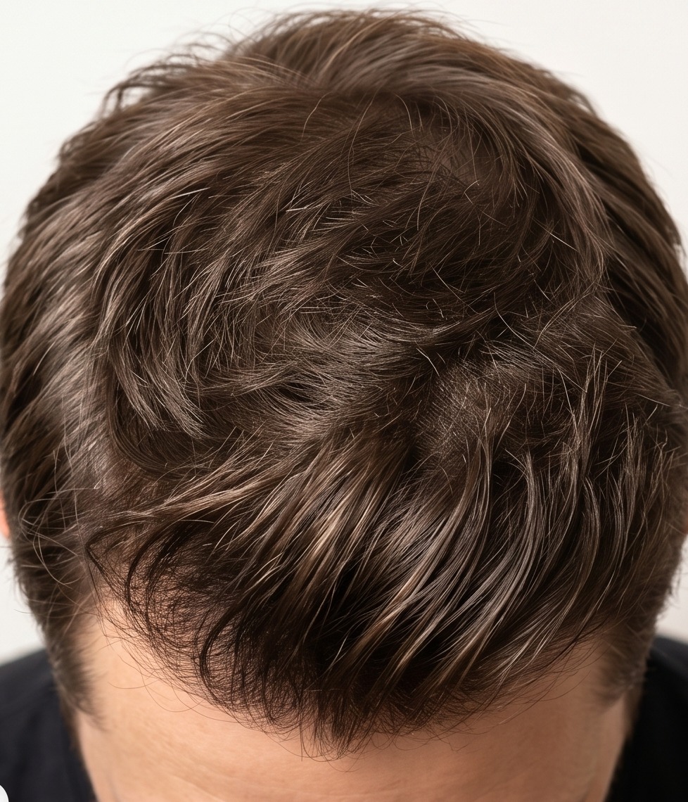 Crown after 90 days using Thickr — visibly fuller hair