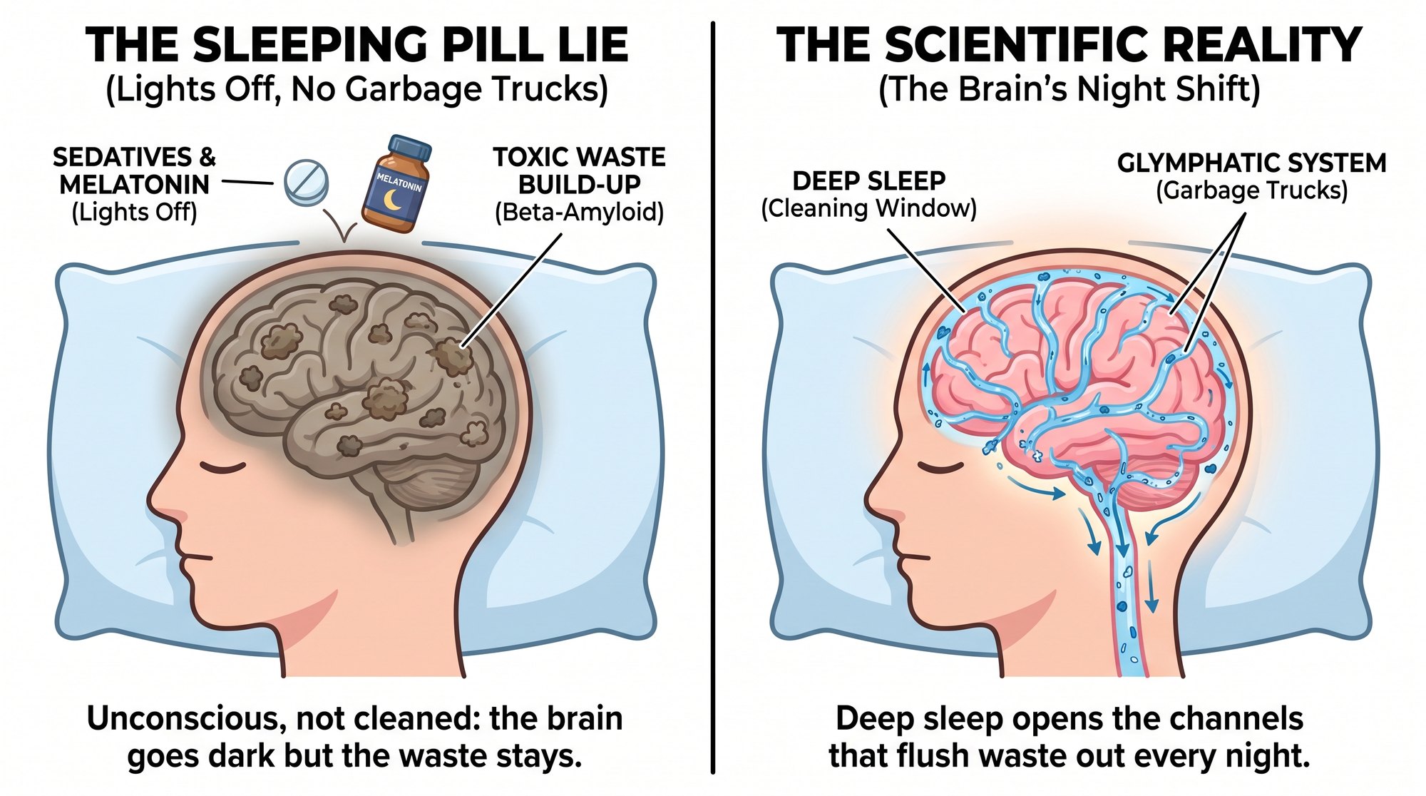 Diagram: the treatment lie vs. the scientific reality
