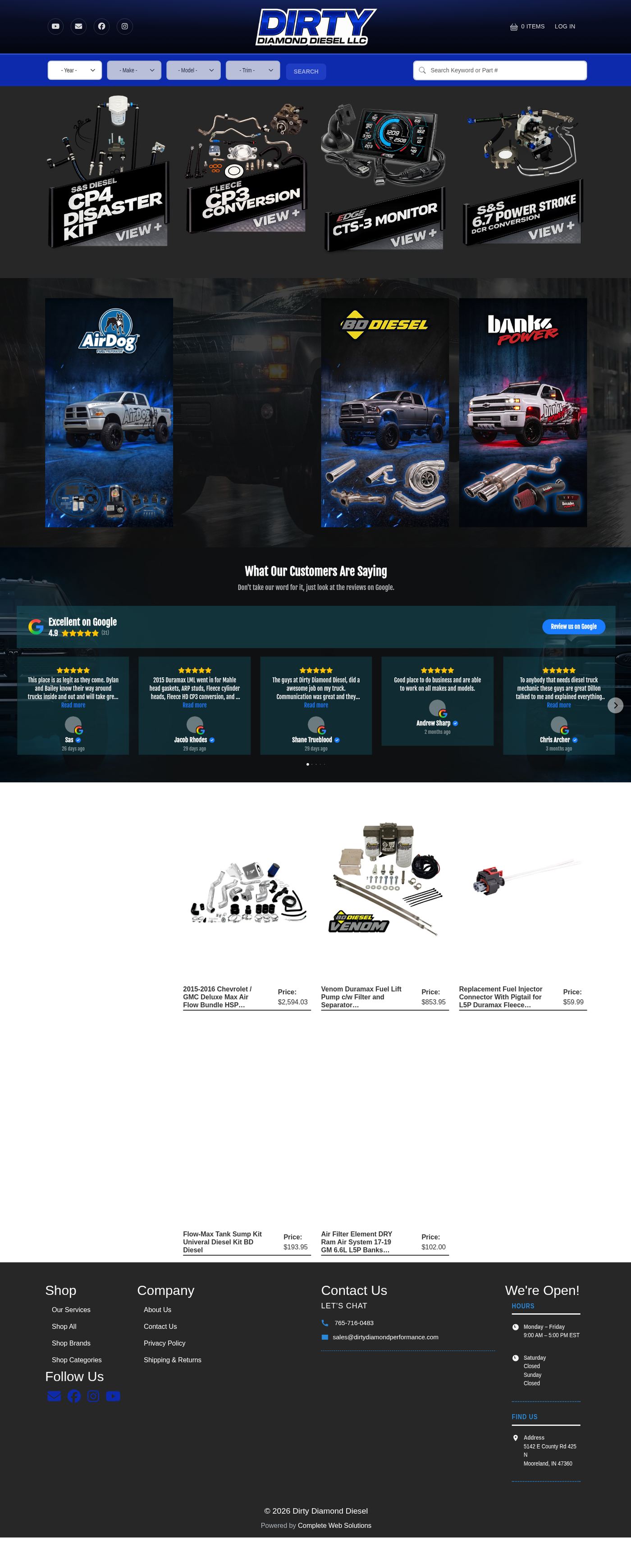 Dirty Diamond Performance homepage preview