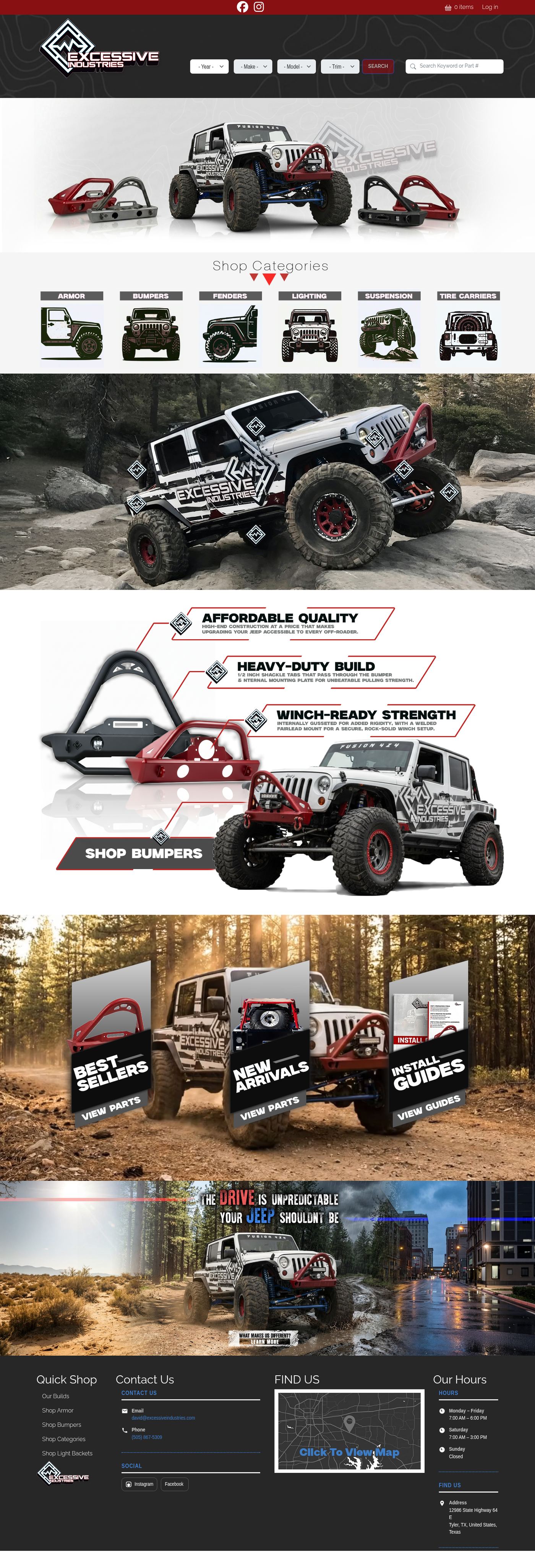Excessive Industries homepage preview