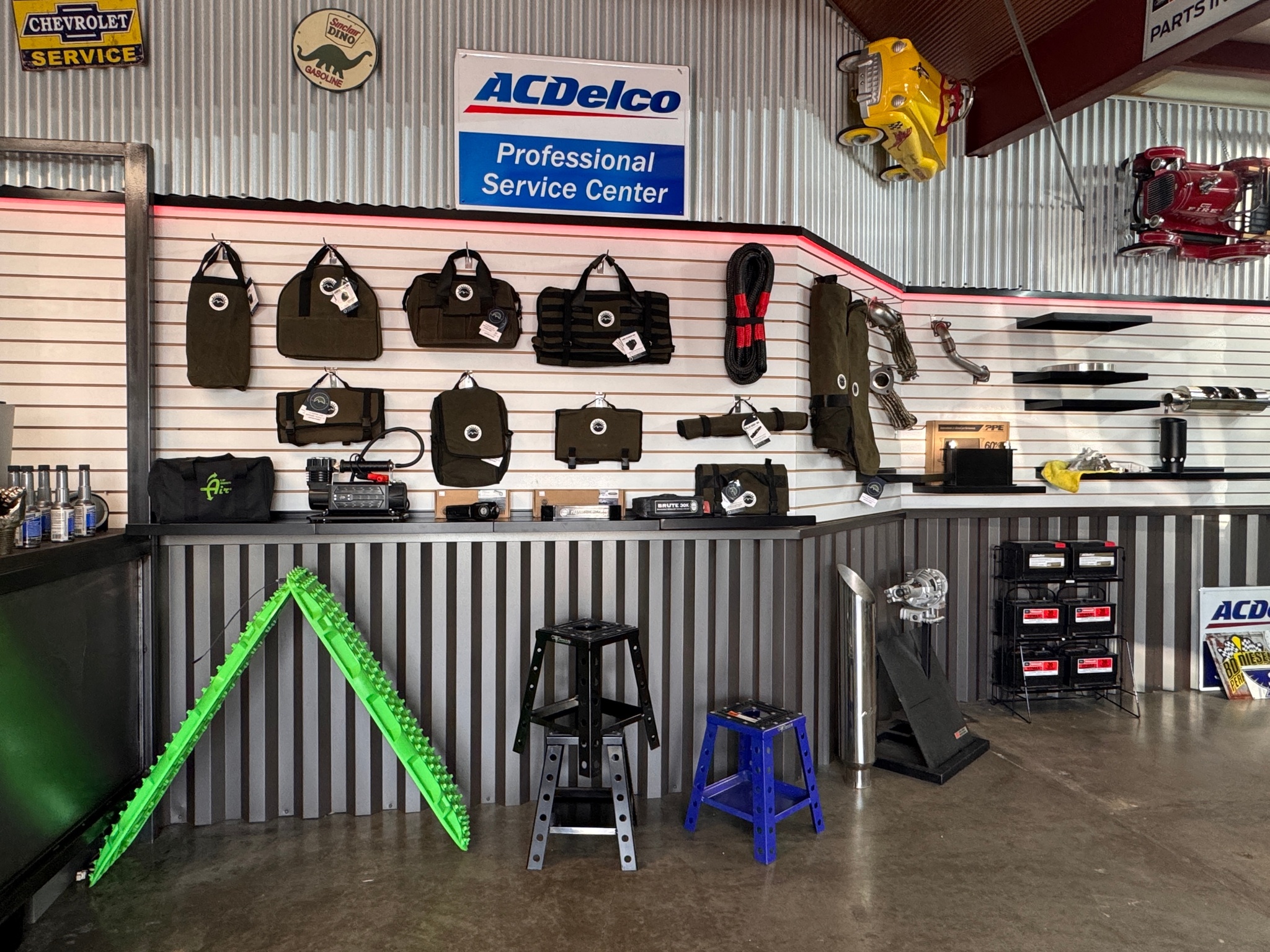 Diesel parts and accessories on the wall at G & J Diesel
