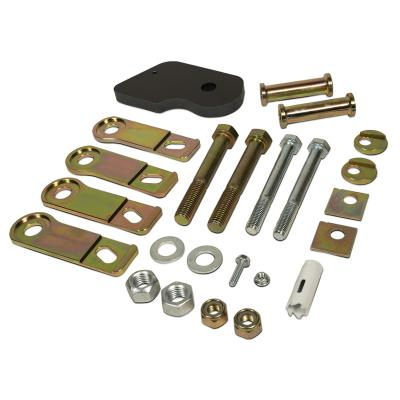 Control arm hardware kit with brackets, bolts, bushings, and washers