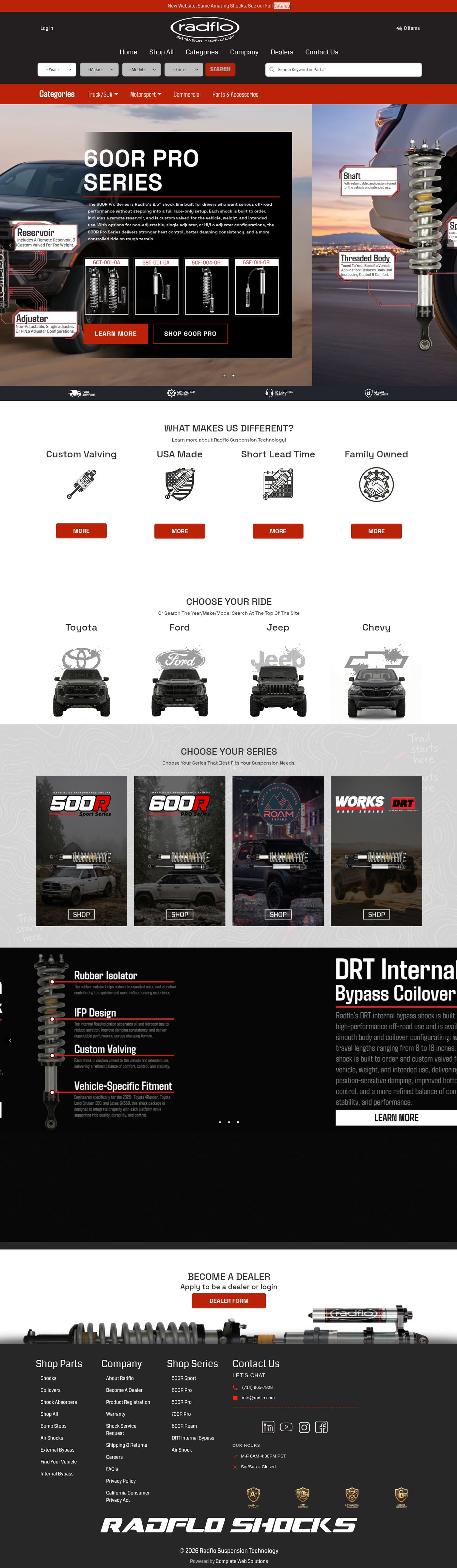 RadFlo Shocks homepage full preview