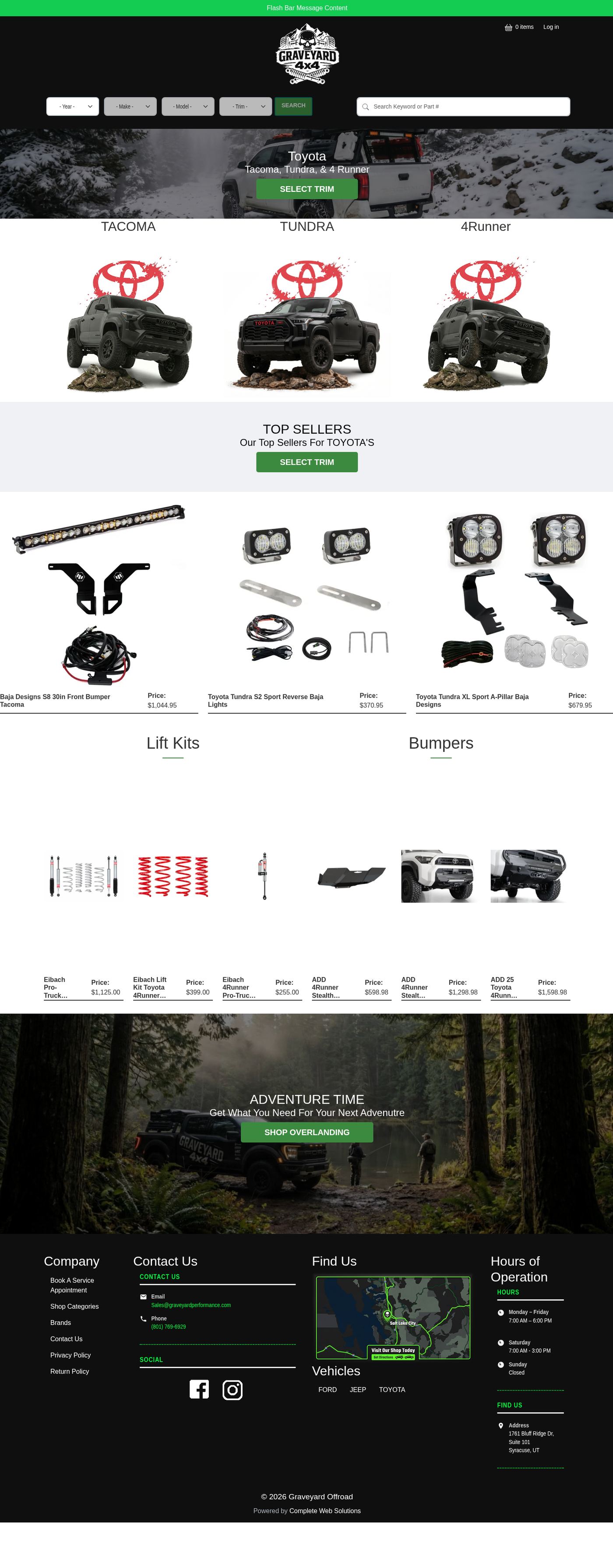 Graveyard 4x4 Toyota make landing page full preview