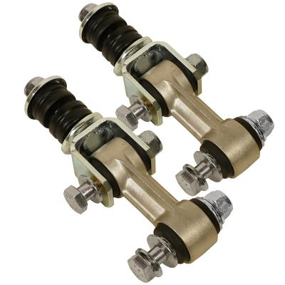 Gold sway bar links with rubber bushings, bolts, and U-shaped brackets