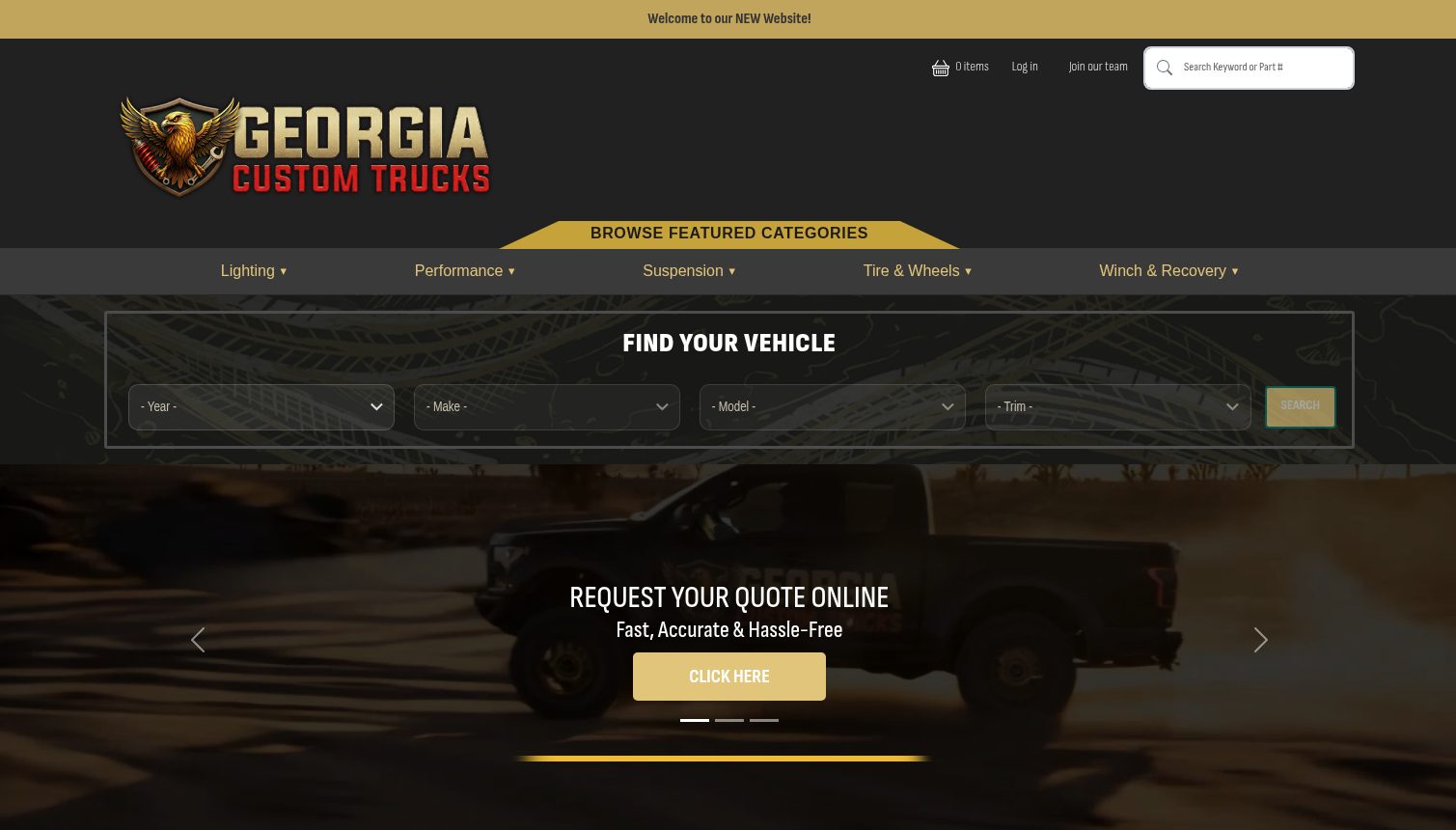 Georgia Custom Trucks homepage quote flow