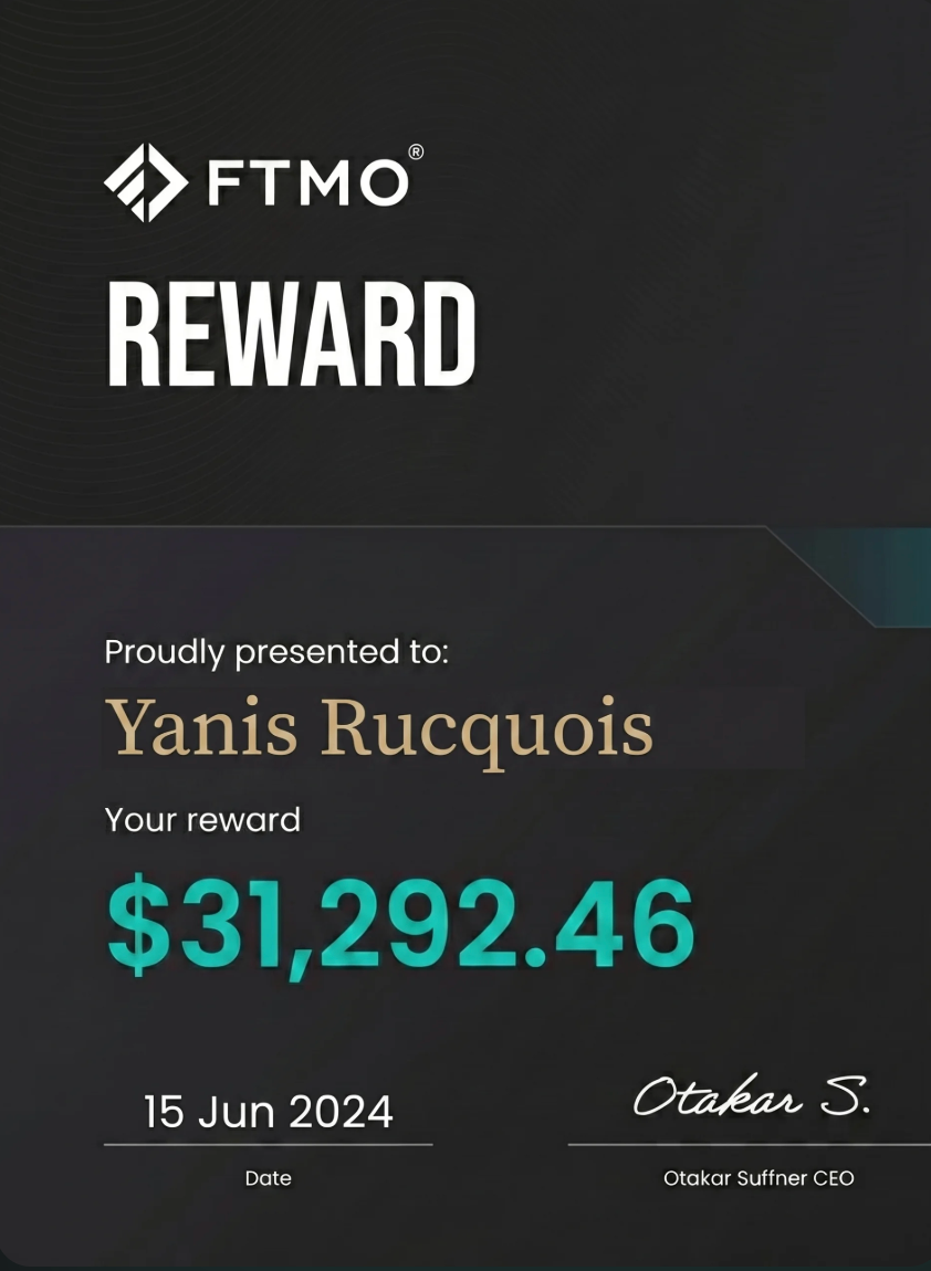 2024 · FTMO Reward · $31,292.46 · Yanis Rucquois · 15 Jun 2024