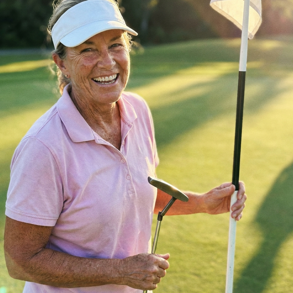 Sue on the putting green