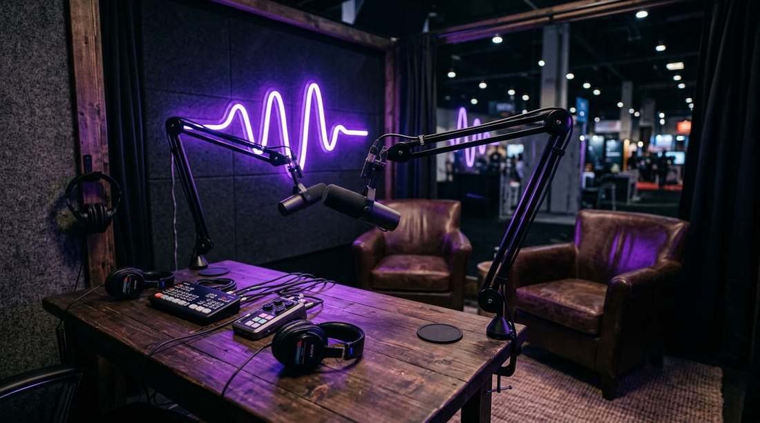 Podcast em evento