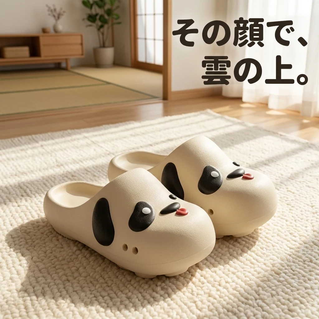 ふかふか厚底のおとぼけ犬サンダル