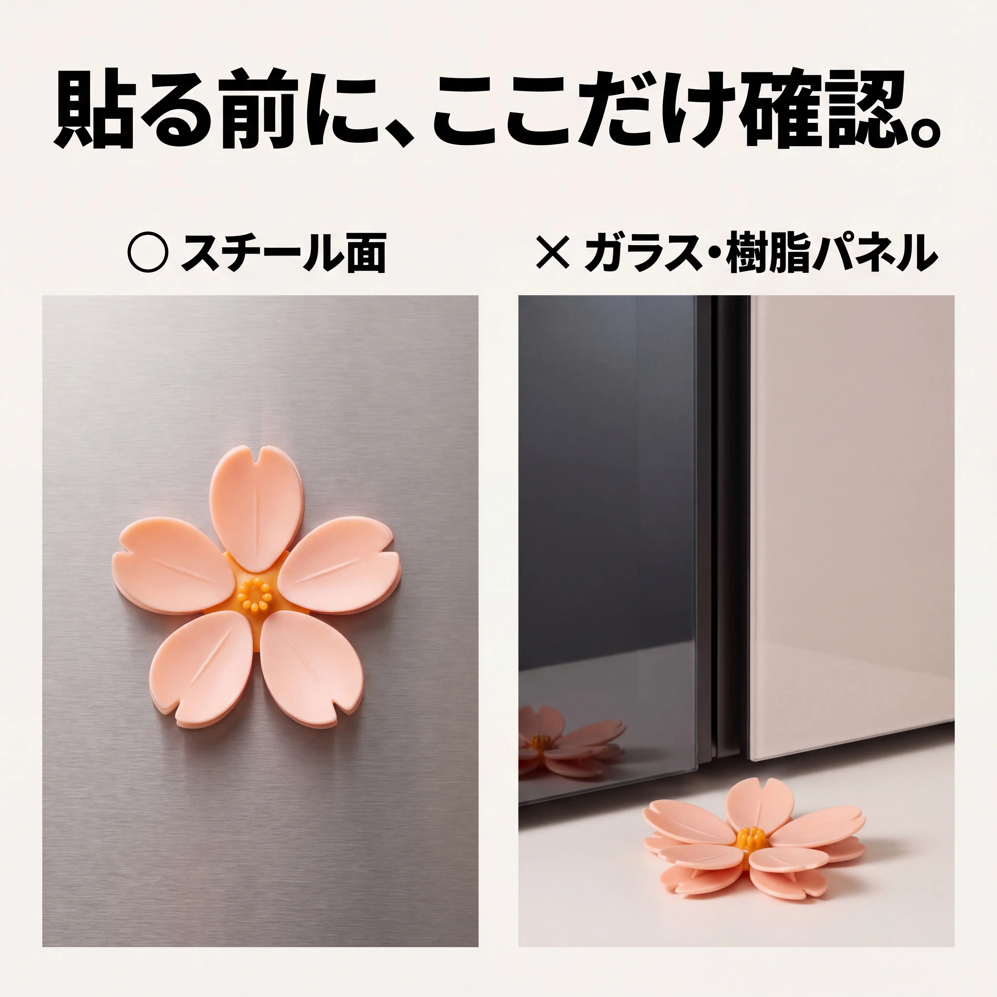 貼れる場所と貼れない場所を並べた説明図