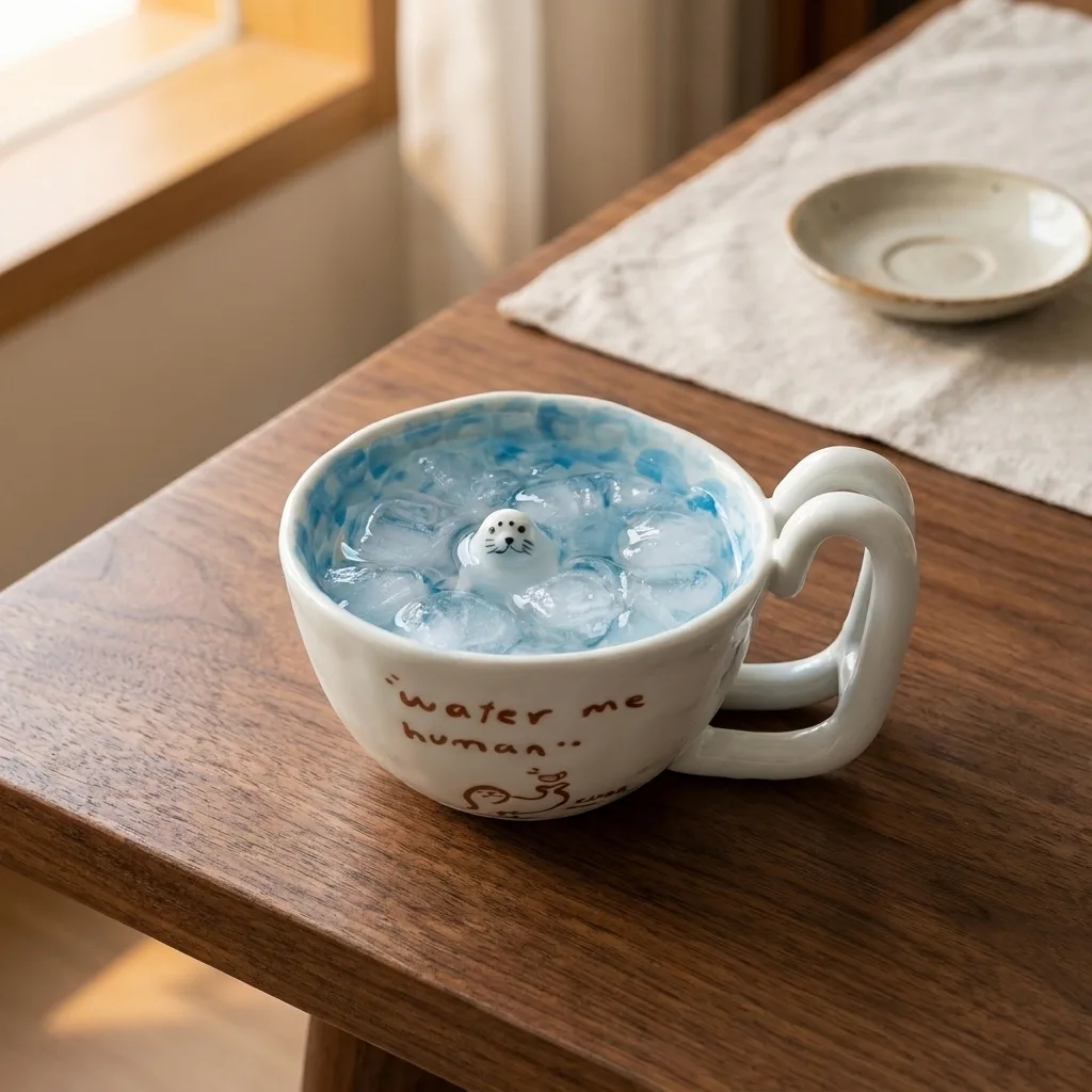 水を注ぐとアザラシが顔を出す