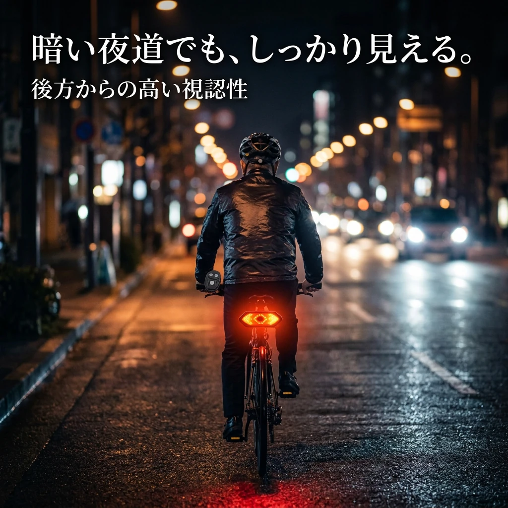 夜道でも赤く強く光り視認性を高めるリアウインカー