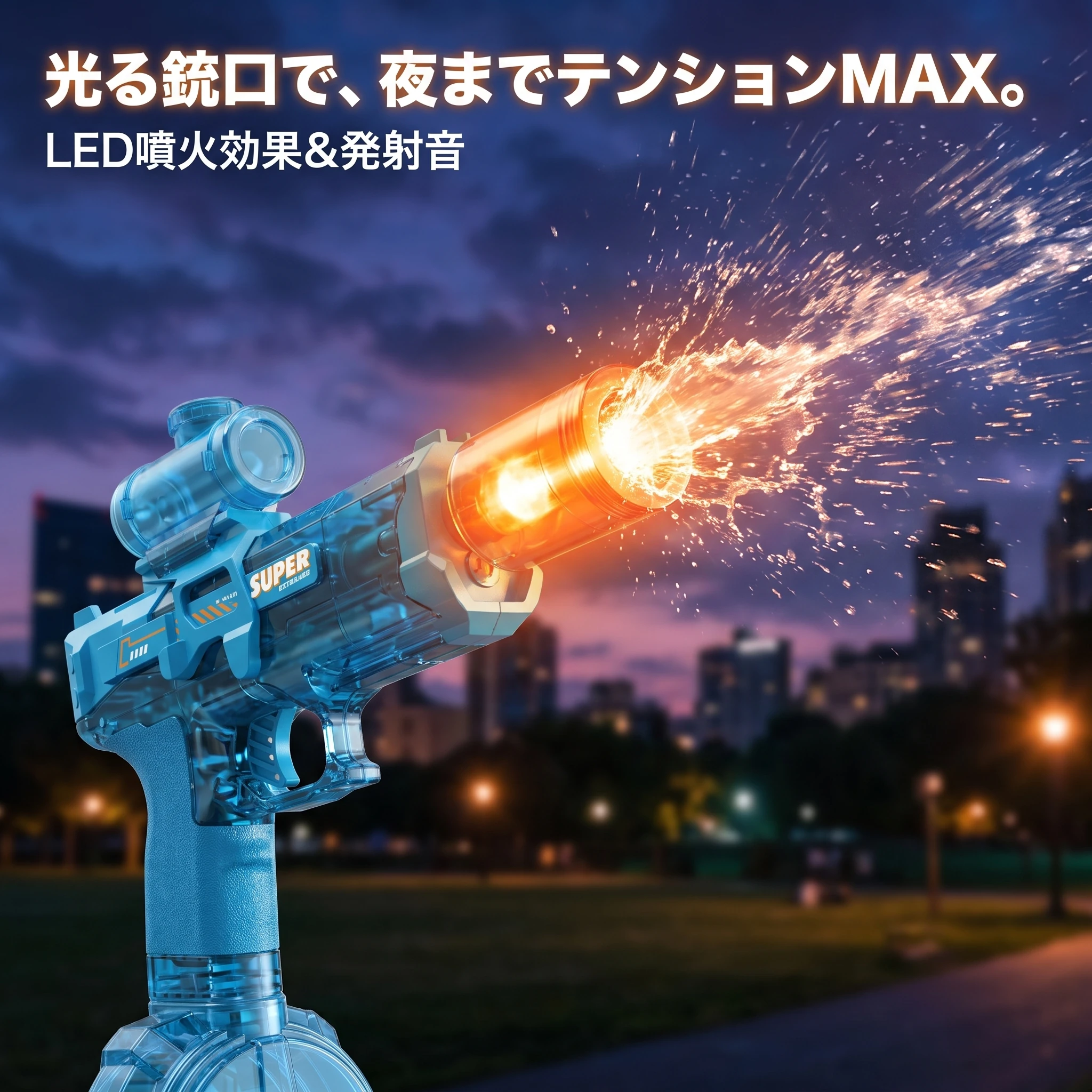 光る銃口とレッドドットサイト