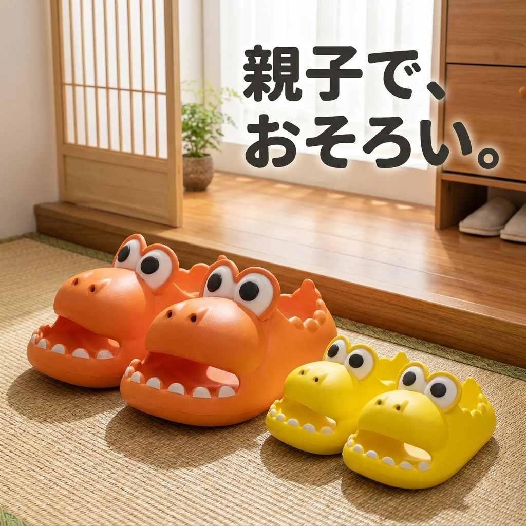 親子でおそろいの恐竜サンダル