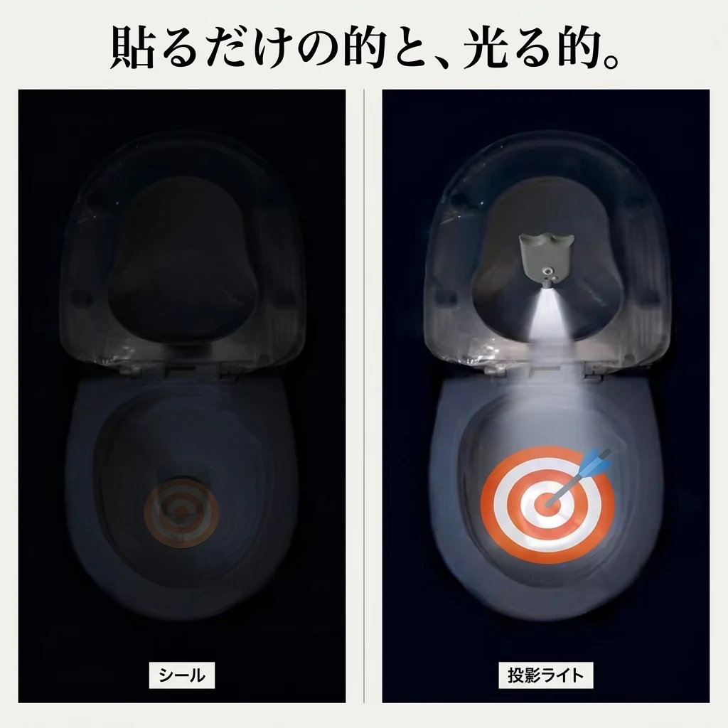 貼るだけの的と、光る的の比較