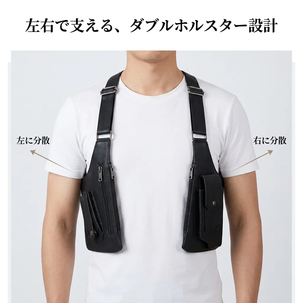 左右のパネルに荷重を分けるダブルホルスター設計