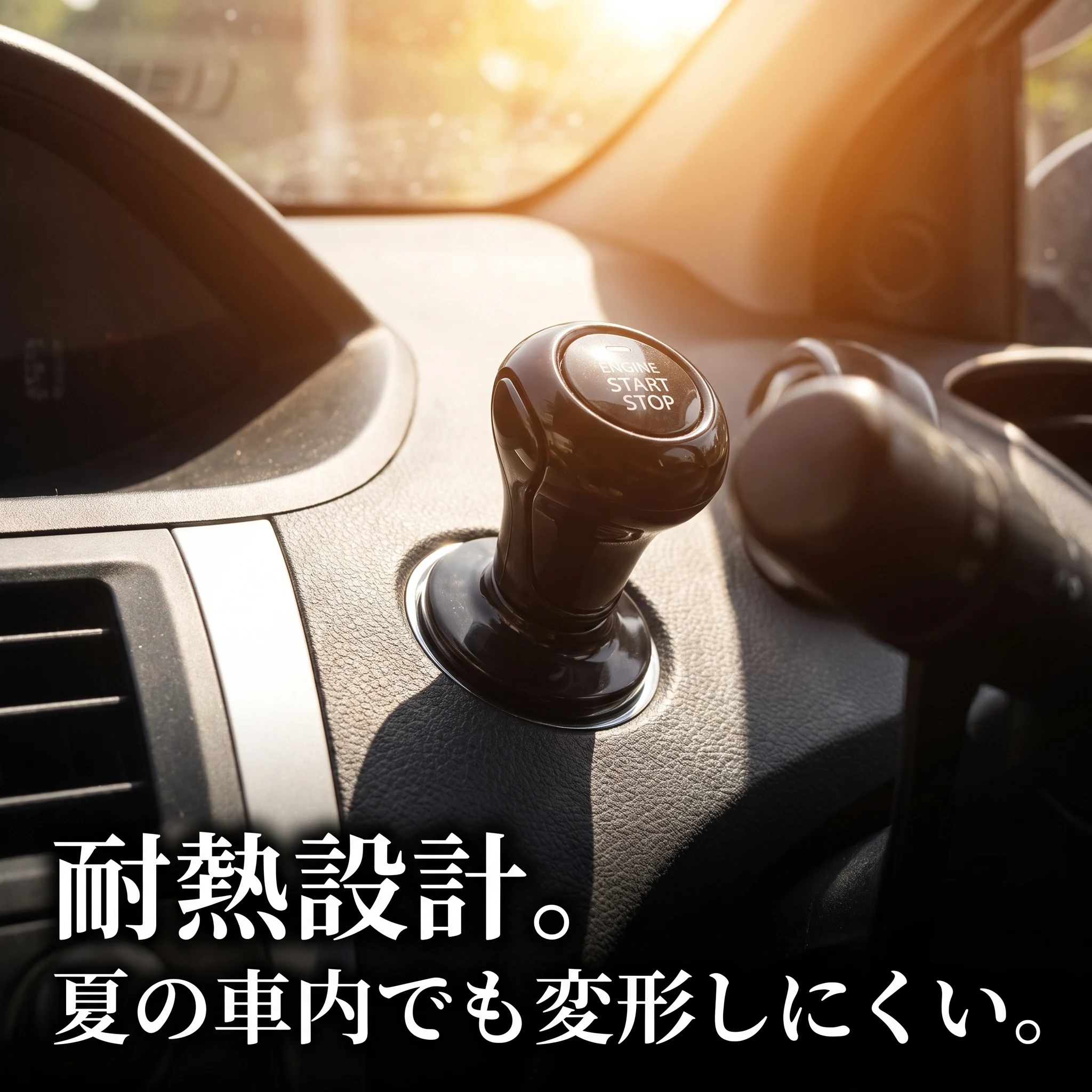 夏の車内でも、へこたれない。